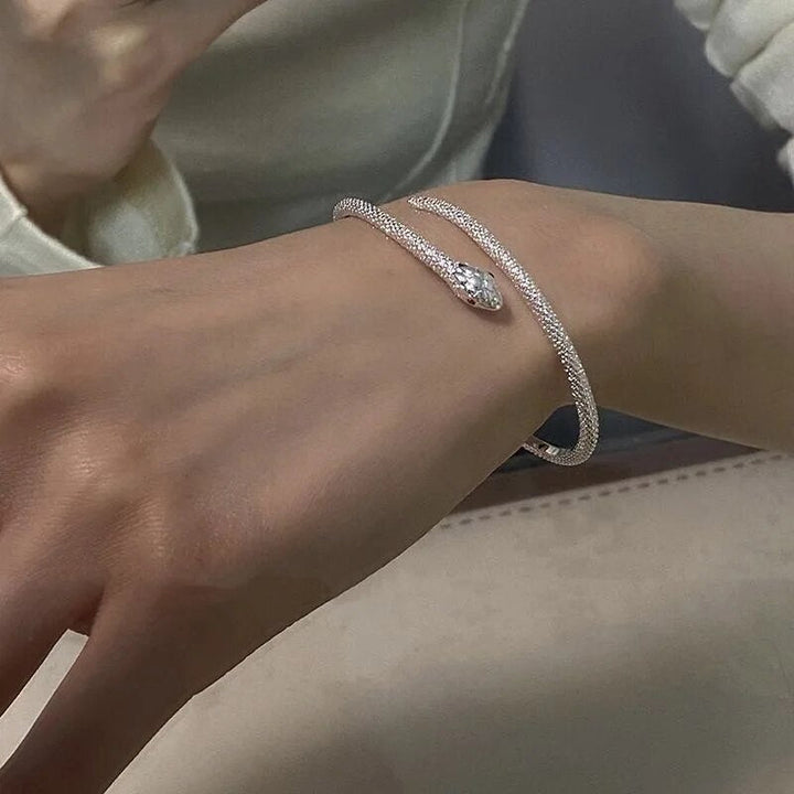 Adjustable Silver Snake Bracelet-Nora Luxe