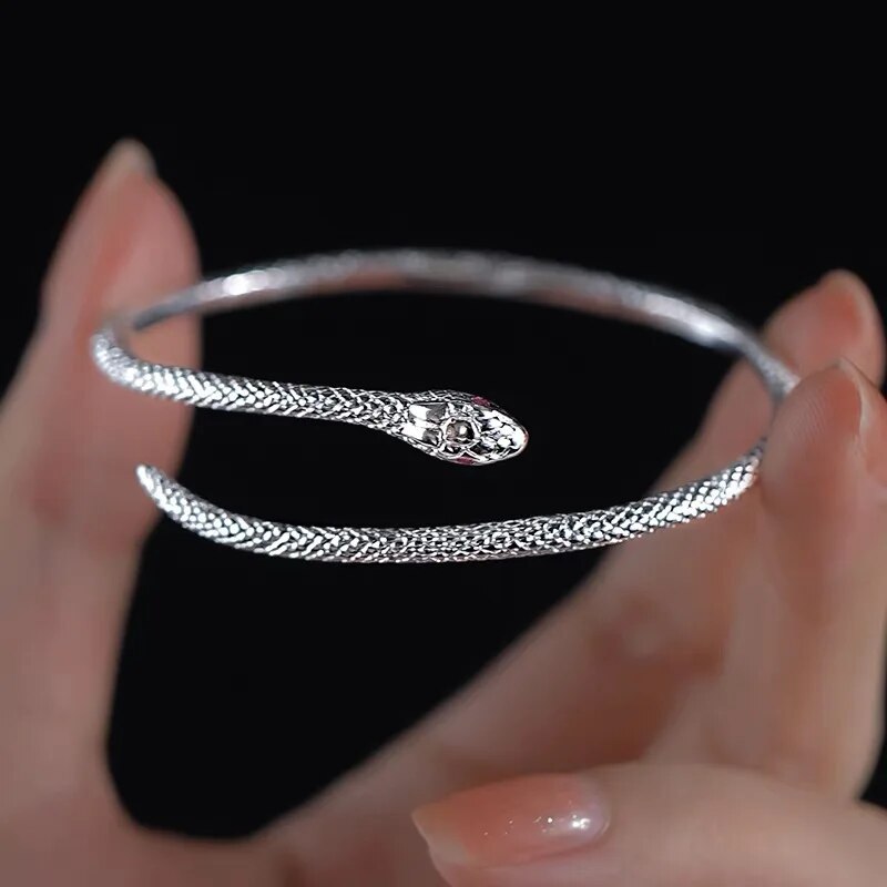 Adjustable Silver Snake Bracelet-Nora Luxe