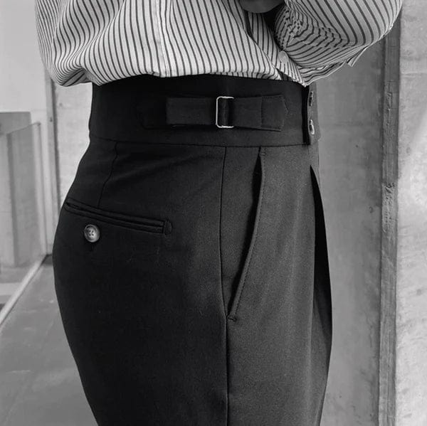 Adjustable Smart Men's Trousers - Oliver-Black-6-Nora Luxe