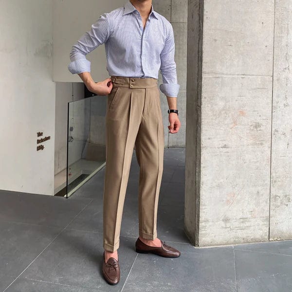 Adjustable Smart Men's Trousers - Oliver-Coffee-6-Nora Luxe
