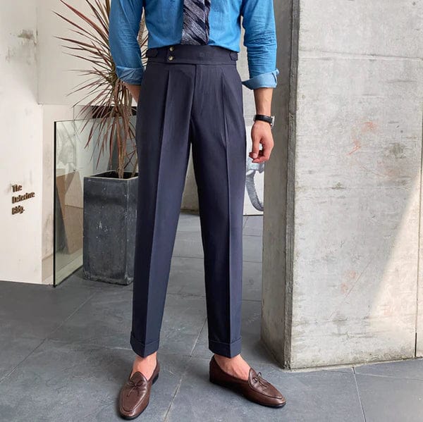 Adjustable Smart Men's Trousers - Oliver-Dark Gray-6-Nora Luxe