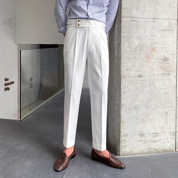 Adjustable Smart Men's Trousers - Oliver-White-6-Nora Luxe