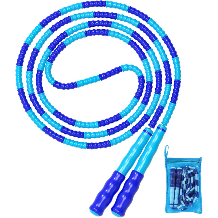 Adjustable Tangle-Free Beaded Jump Rope for Fitness-Blue-Nora Luxe