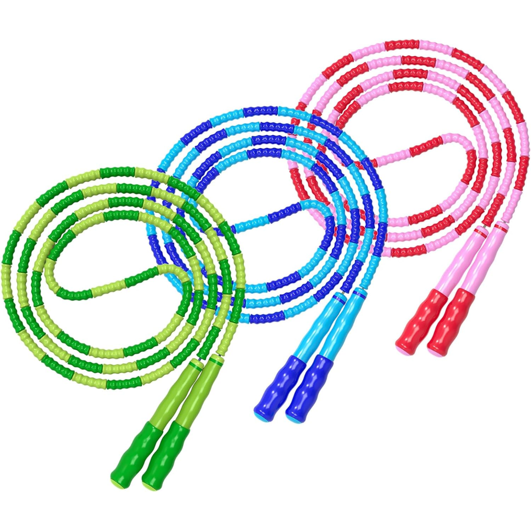 Adjustable Tangle-Free Beaded Jump Rope for Fitness-Blue-Nora Luxe