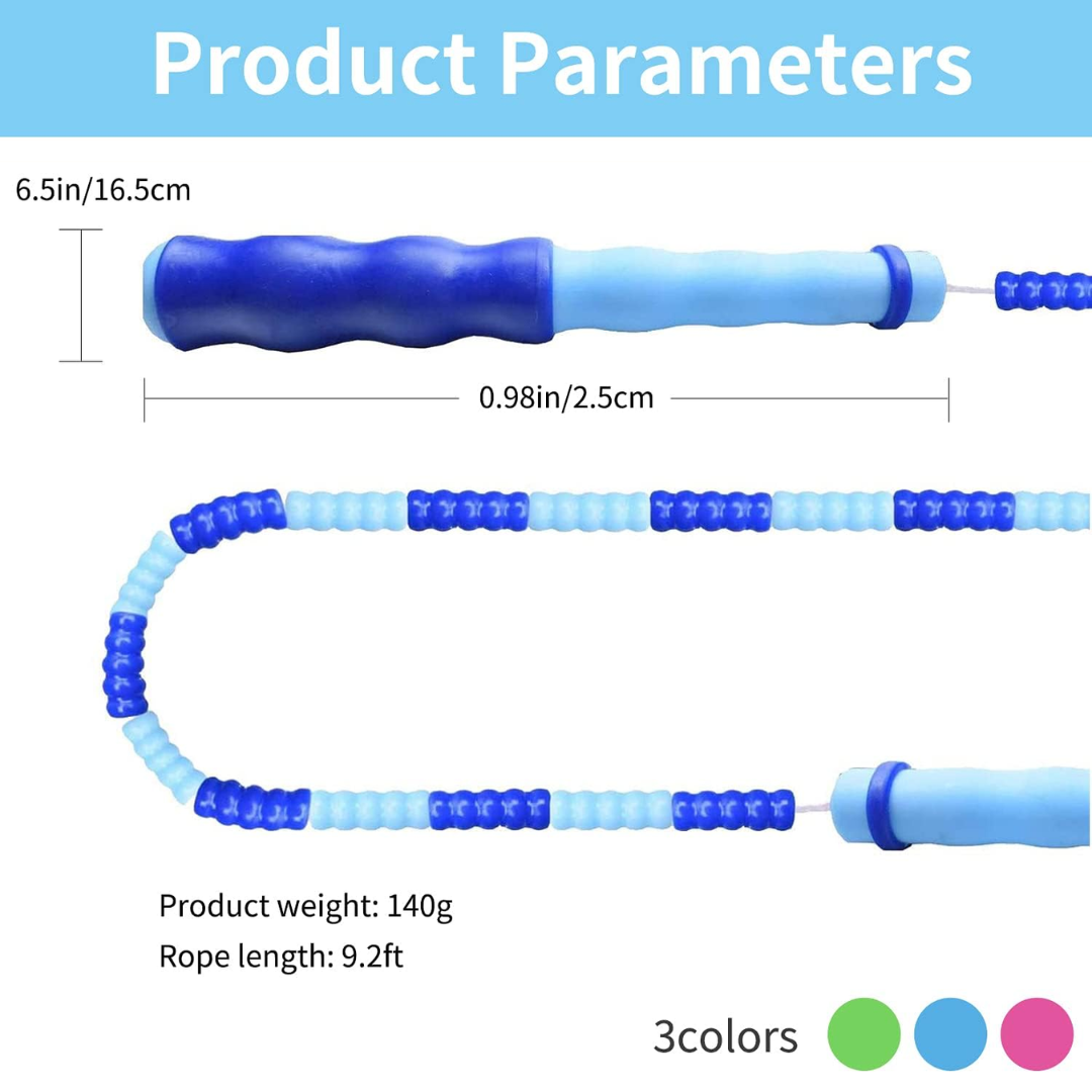 Adjustable Tangle-Free Beaded Jump Rope for Fitness-Blue-Nora Luxe
