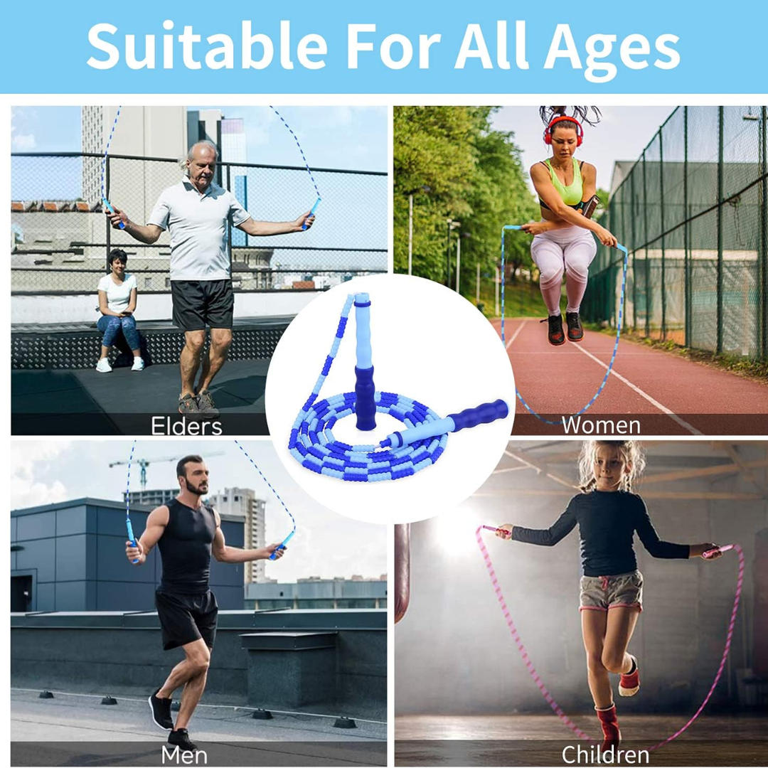 Adjustable Tangle-Free Beaded Jump Rope for Fitness-Blue-Nora Luxe