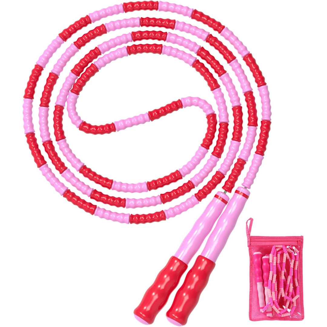 Adjustable Tangle-Free Beaded Jump Rope for Fitness-Pink-Nora Luxe
