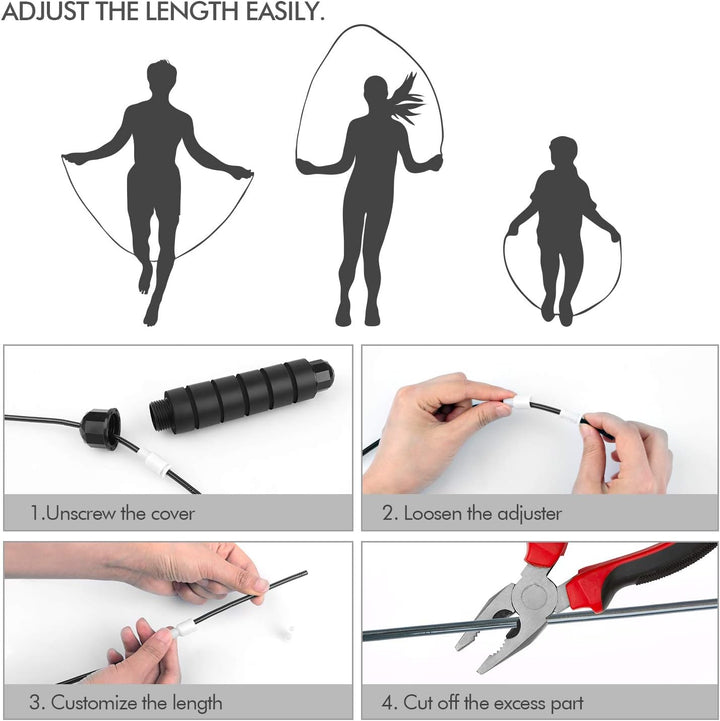 Adjustable Tangle-Free Skipping Rope for Fitness-Black-Nora Luxe