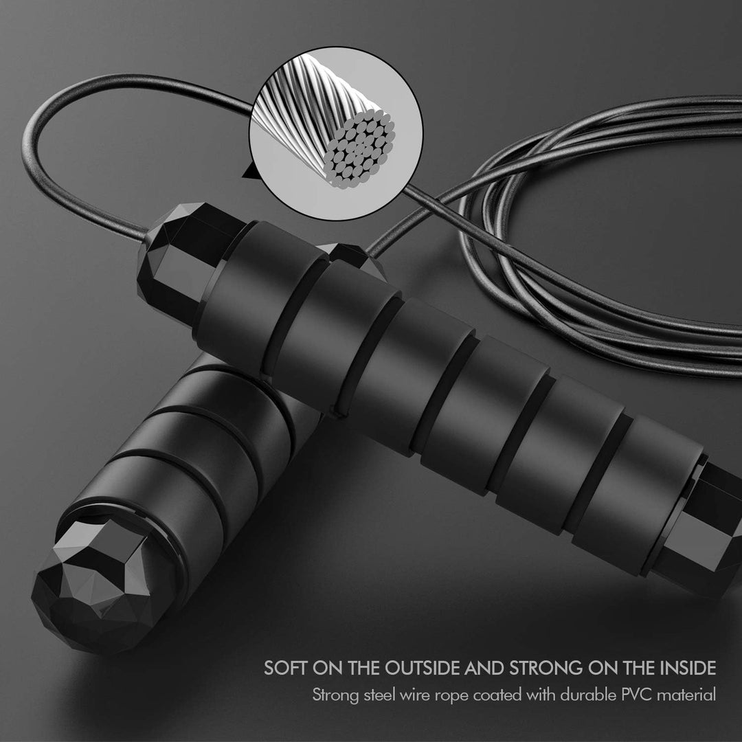 Adjustable Tangle-Free Skipping Rope for Fitness-Black-Nora Luxe