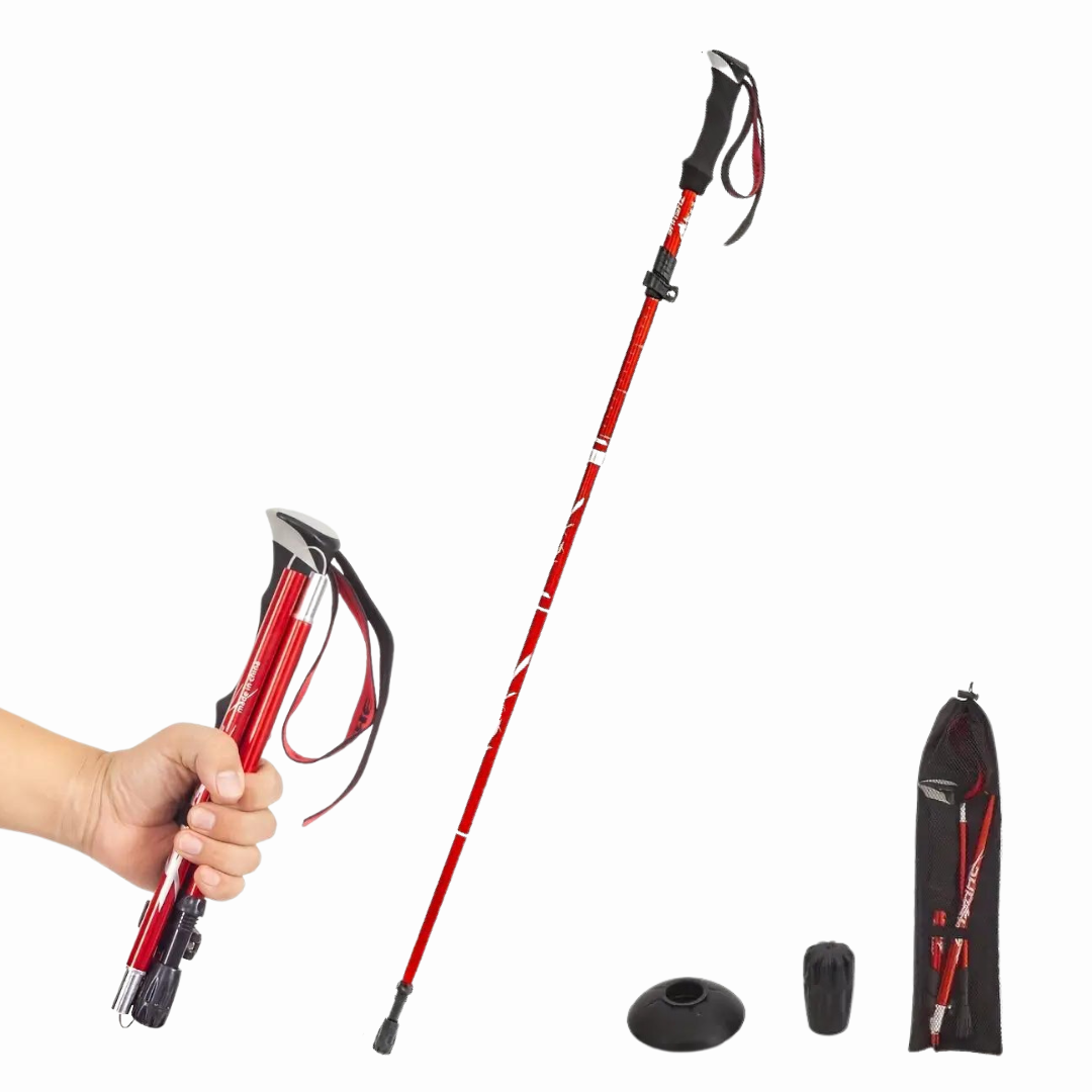Adjustable Walking Stick - TrekPro-Red-Nora Luxe