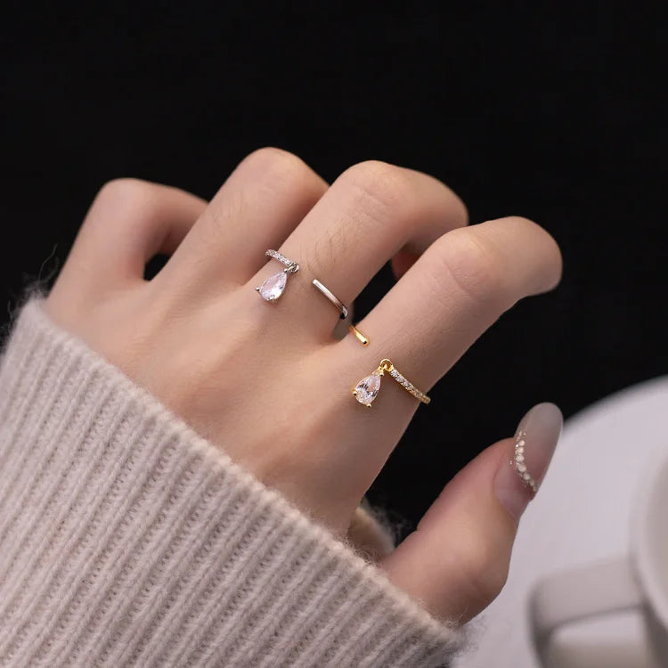 Adjustable Water Drop Ring - Isaline-Gold-Nora Luxe