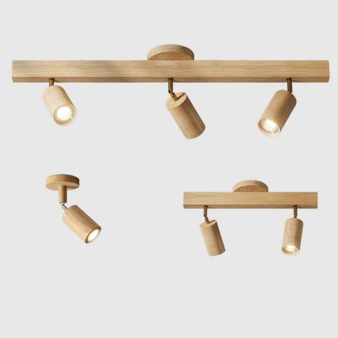 Adjustable Wooden Ceiling Spotlight - EcoLux-White Oak-1-Warm Wit-Nora Luxe