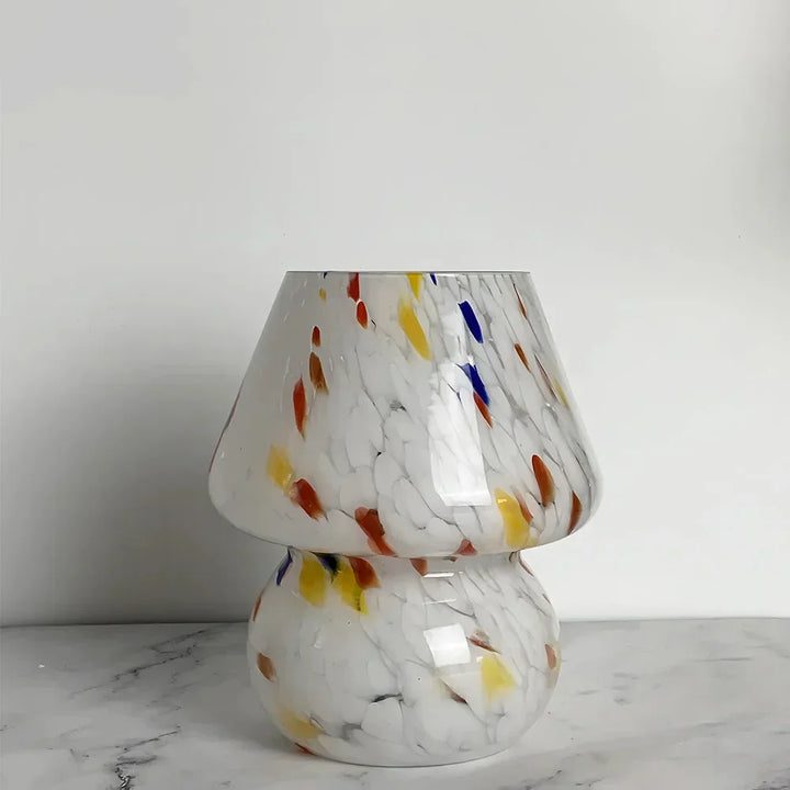 Aesthetic Glass Mushroom Lamp - LumiMush-White Dot-Nora Luxe