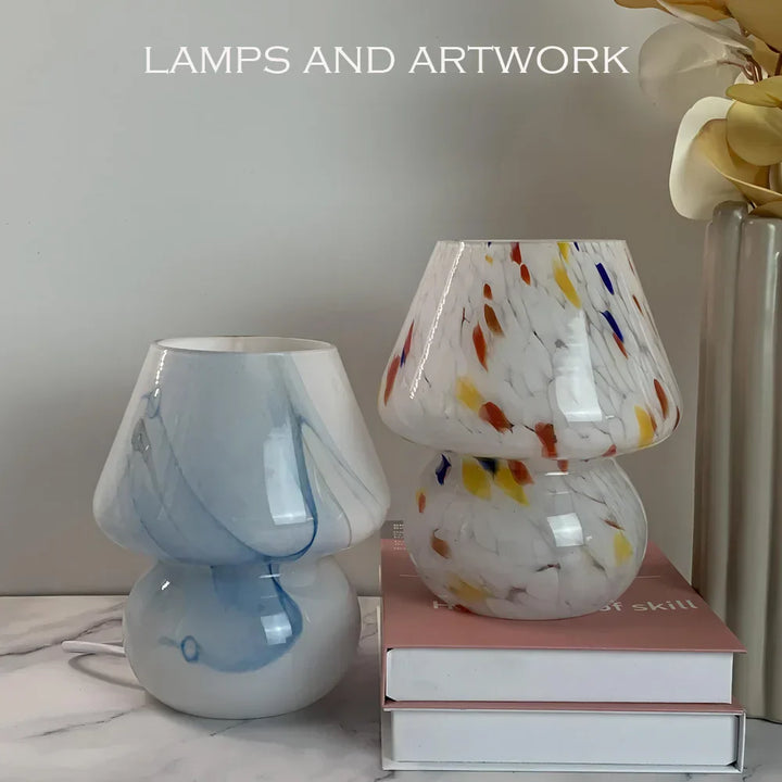 Aesthetic Glass Mushroom Lamp - LumiMush-White Dot-Nora Luxe