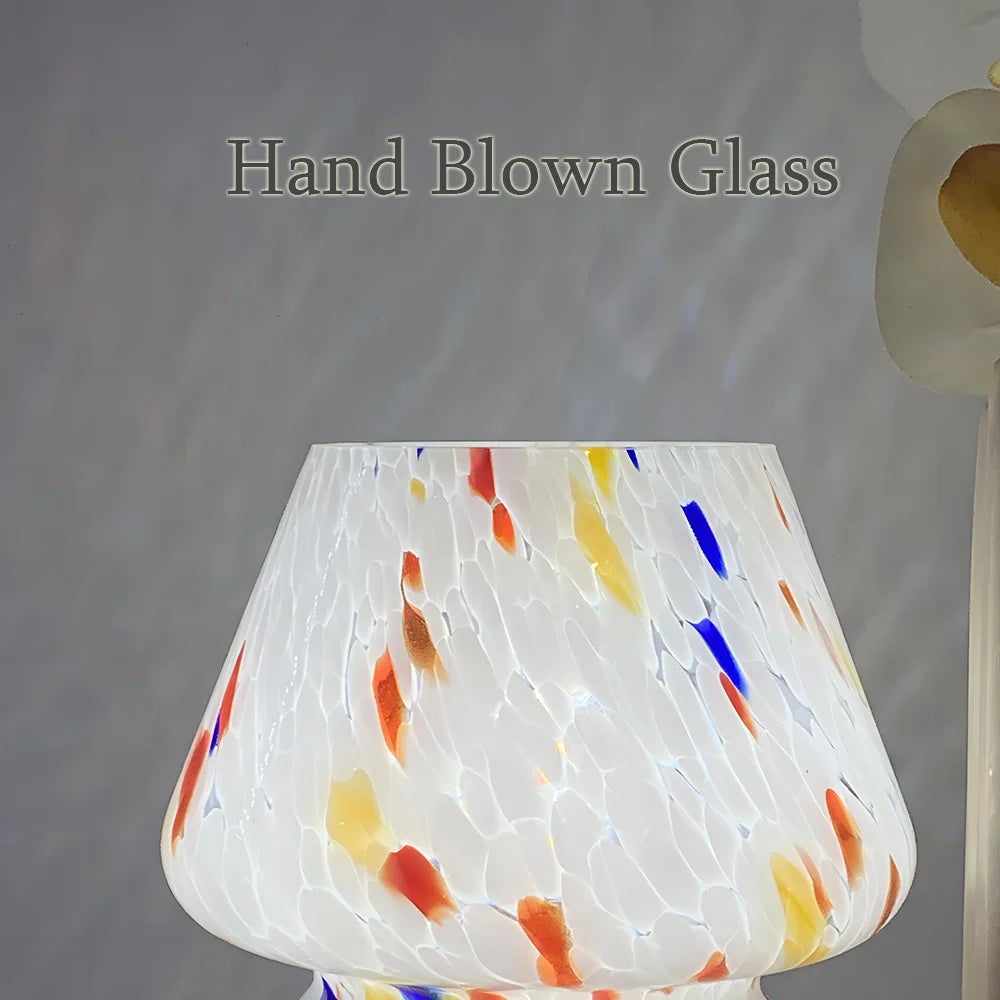 Aesthetic Glass Mushroom Lamp - LumiMush-White Dot-Nora Luxe