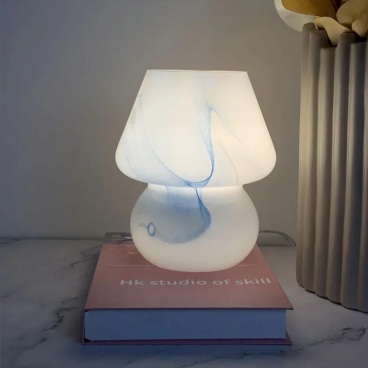 Aesthetic Glass Mushroom Lamp - LumiMush-White Dot-Nora Luxe