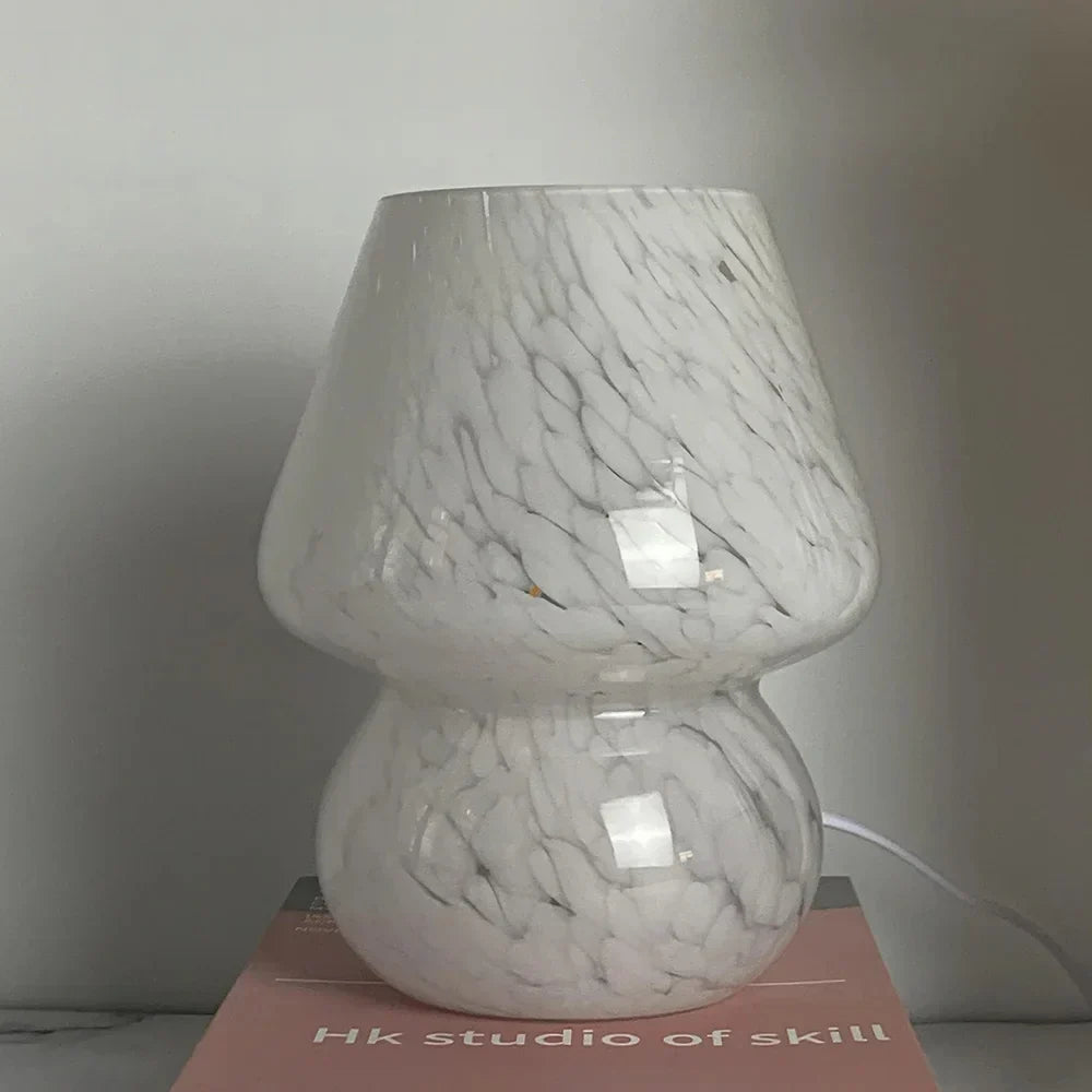 Aesthetic Glass Mushroom Lamp - LumiMush-White Dot-Nora Luxe