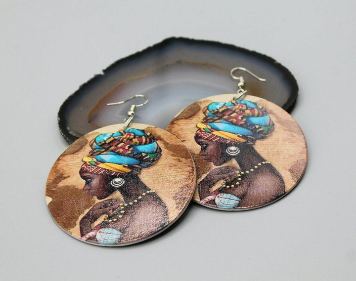 Afrocentric Wooden Drop Earrings | Lightweight Statement Jewellery-Nora Luxe