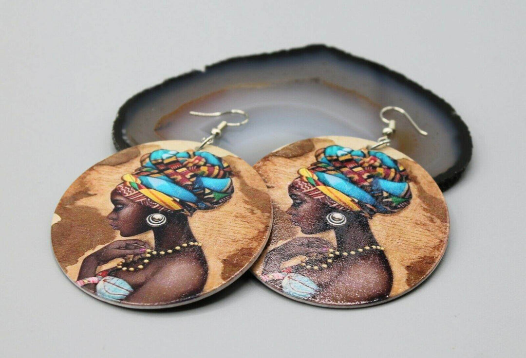 Afrocentric Wooden Drop Earrings | Lightweight Statement Jewellery-Nora Luxe