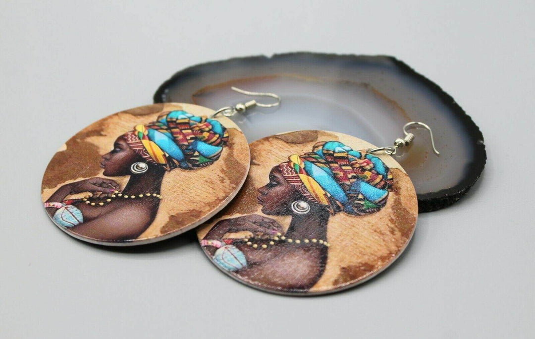 Afrocentric Wooden Drop Earrings | Lightweight Statement Jewellery-Nora Luxe