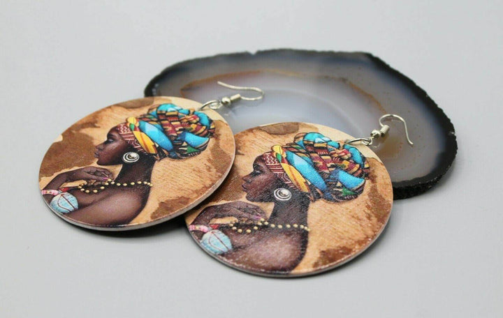 Afrocentric Wooden Drop Earrings | Lightweight Statement Jewellery-Nora Luxe