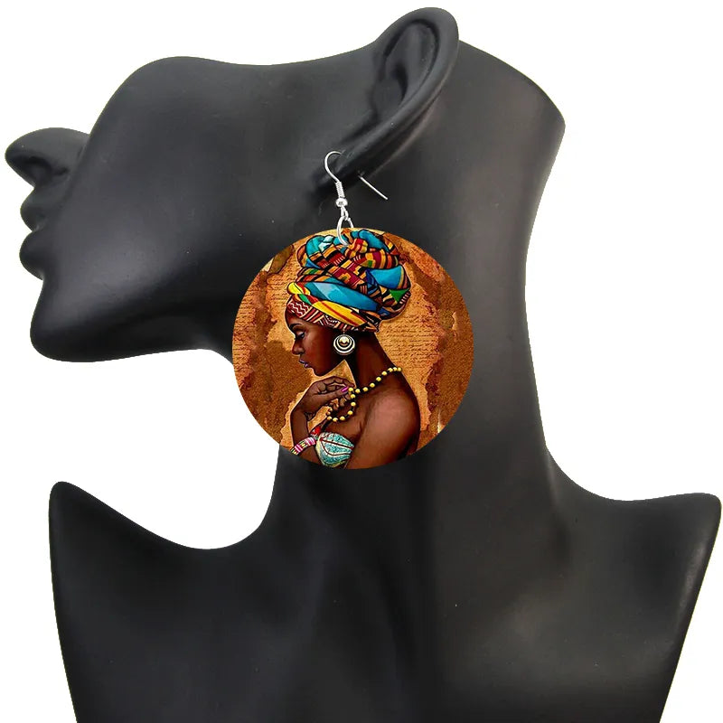 Afrocentric Wooden Drop Earrings | Lightweight Statement Jewellery-Nora Luxe