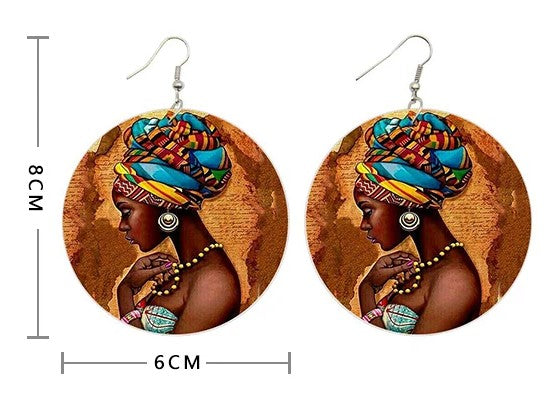 Afrocentric Wooden Drop Earrings | Lightweight Statement Jewellery-Nora Luxe