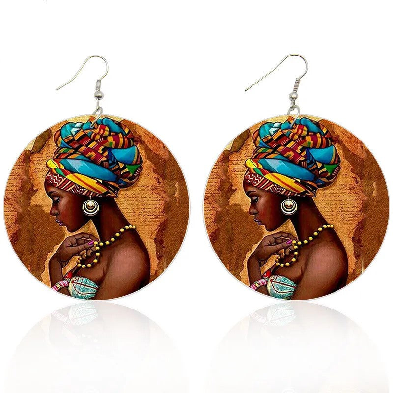 Afrocentric Wooden Drop Earrings | Lightweight Statement Jewellery-Nora Luxe