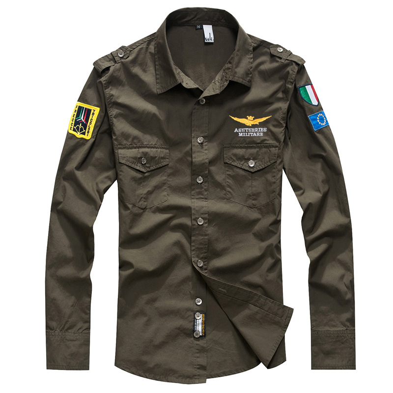 Air Force Style Men's Shirt with Double Pockets - Lucas-Green-2XS-Nora Luxe