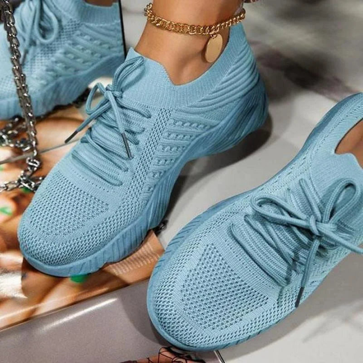 Air-permeable women's chunky sneakers with lacing – Saphira-Light blue-3-Nora Luxe