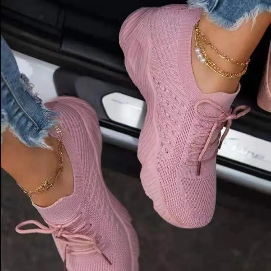 Air-permeable women's chunky sneakers with lacing – Saphira-Pink-3-Nora Luxe
