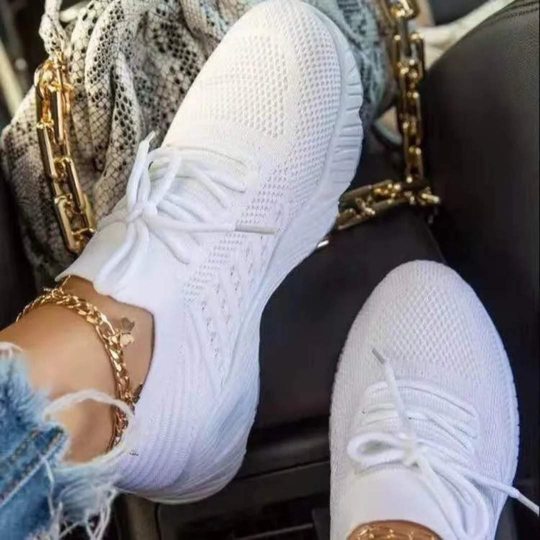 Air-permeable women's chunky sneakers with lacing – Saphira-White-3-Nora Luxe