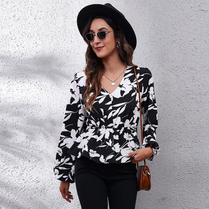 Airy & Colourful Women's Blouse with Pattern – Leona-Black floral pattern-S-Nora Luxe