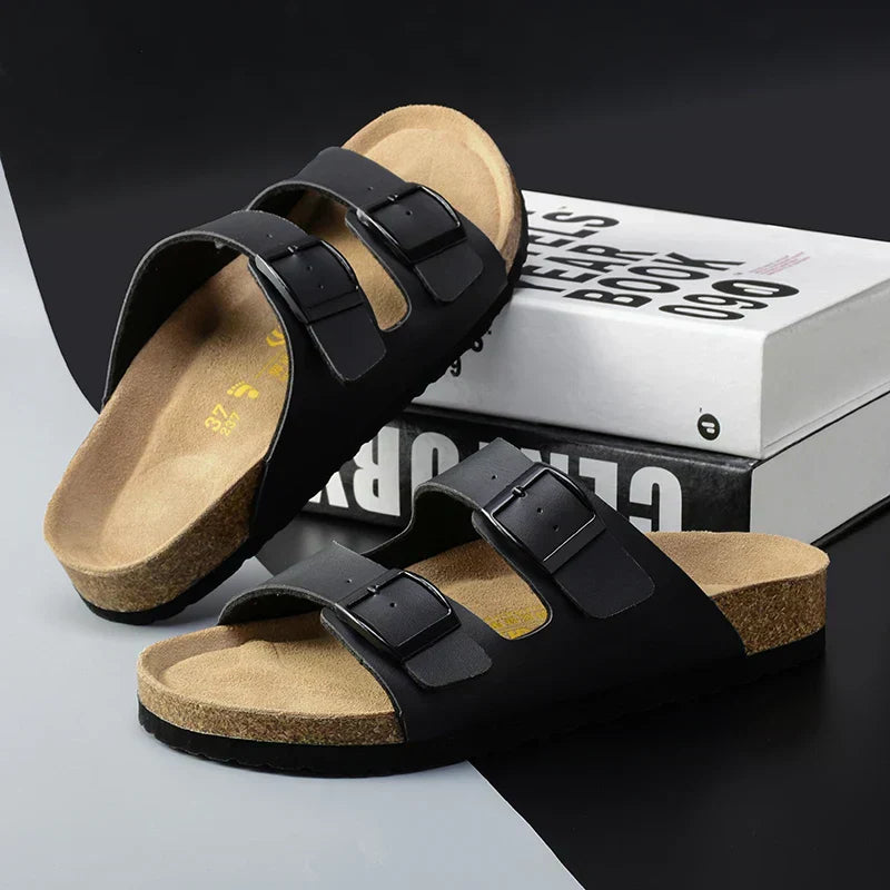 Airy & Comfortable Men's Leather Sandals with Adjustable Straps – Matteo-Black-4-Nora Luxe