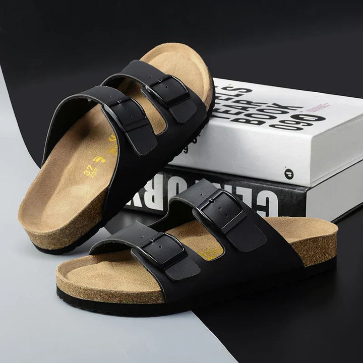 Airy & Comfortable Men's Leather Sandals with Adjustable Straps – Matteo-Black-4-Nora Luxe