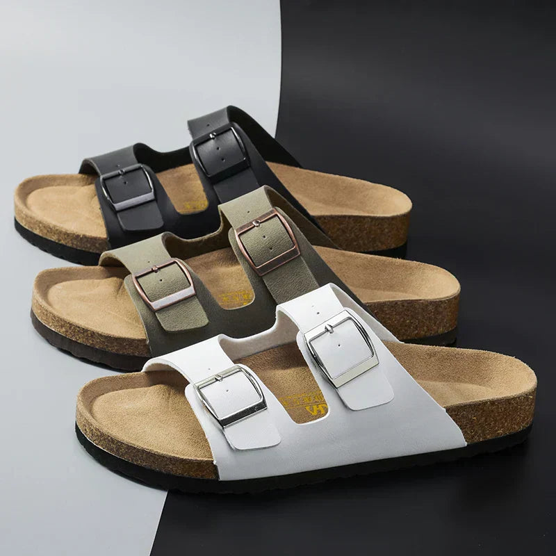 Airy & Comfortable Men's Leather Sandals with Adjustable Straps – Matteo-Black-4-Nora Luxe