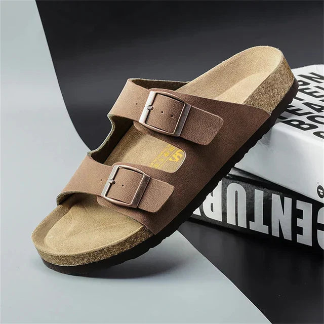 Airy & Comfortable Men's Leather Sandals with Adjustable Straps – Matteo-Brown-4-Nora Luxe