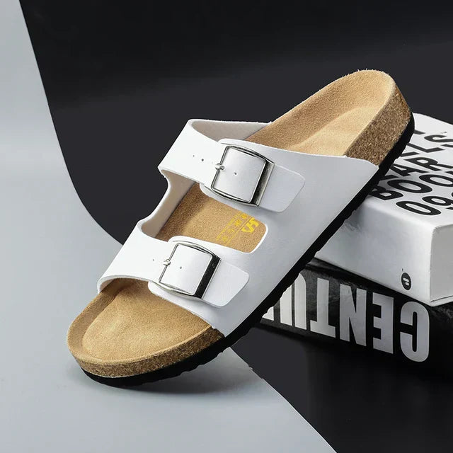 Airy & Comfortable Men's Leather Sandals with Adjustable Straps – Matteo-White-4-Nora Luxe