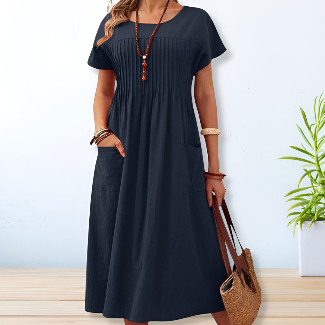 Airy & Comfortable Women's Summer Dress with Loose Fit – Tabea-Blue-S-Nora Luxe