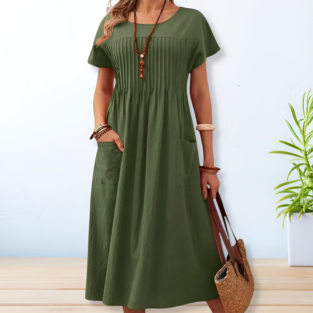 Airy & Comfortable Women's Summer Dress with Loose Fit – Tabea-Green-S-Nora Luxe