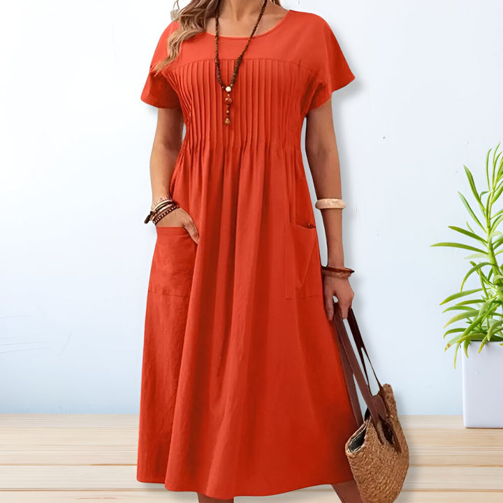Airy & Comfortable Women's Summer Dress with Loose Fit – Tabea-Orange-S-Nora Luxe
