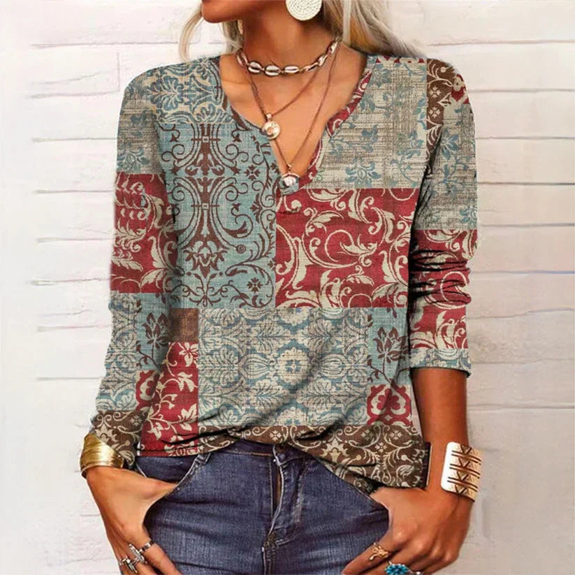 Airy ladies' summer blouse with V-neck – Lina-S-Nora Luxe