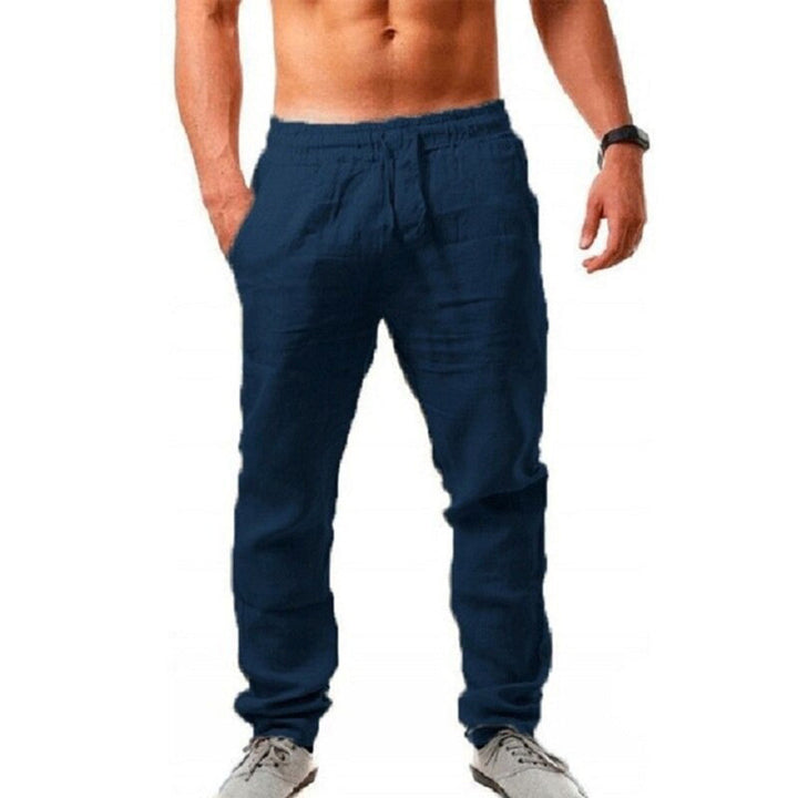 Airy Linen Trousers for Men - Noah-Dark blue-S-Nora Luxe