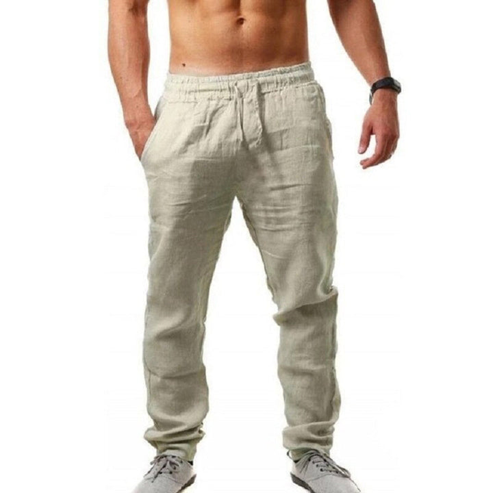 Airy Linen Trousers for Men - Noah-Khaki-S-Nora Luxe
