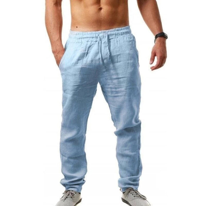 Airy Linen Trousers for Men - Noah-Light blue-S-Nora Luxe