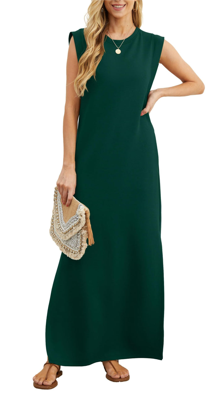 Airy maxi dress with pockets for women – Romy-Dark green-S-Nora Luxe
