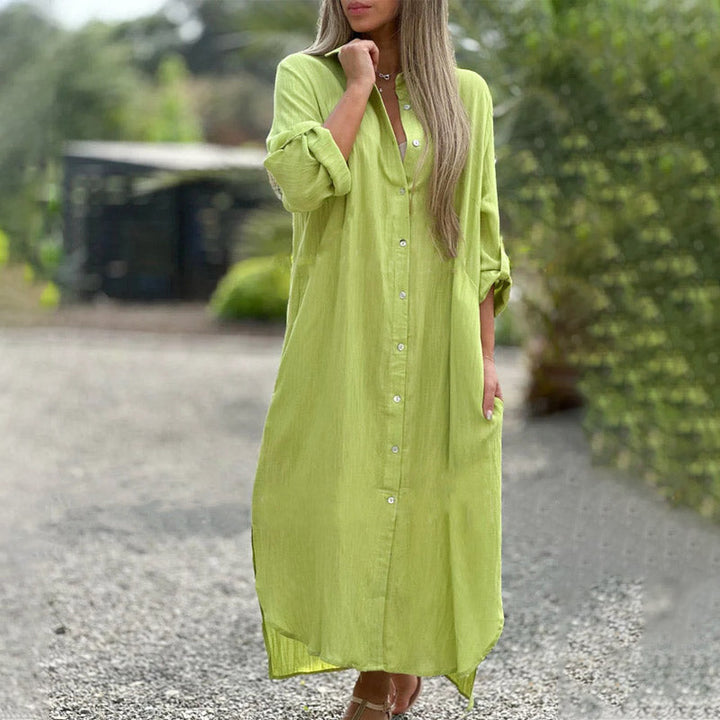 Airy polo shirt dress for women - Marlene-Green-M-Nora Luxe