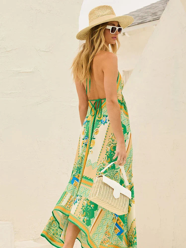 Airy & Stylish Boho Maxi Dress with Halterneck for Women – Naya-Red-S-Nora Luxe
