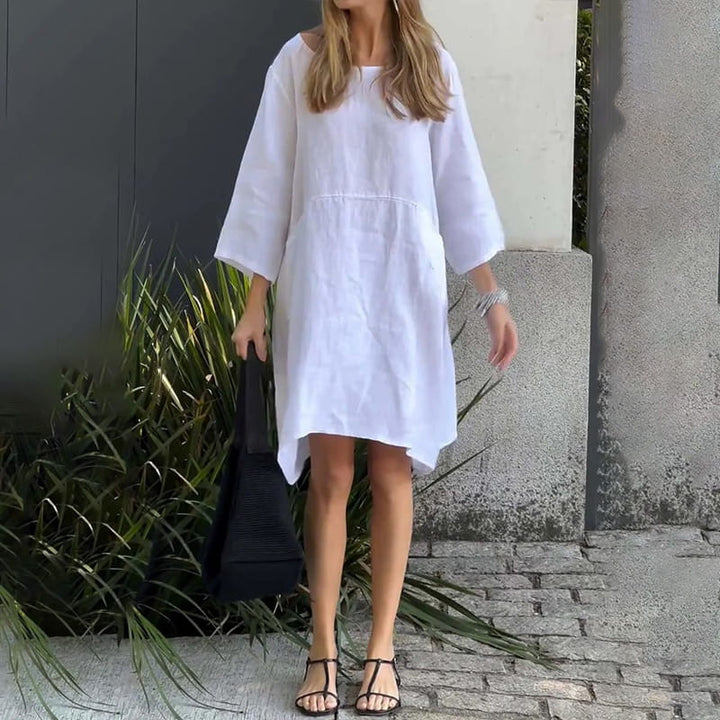 Airy summer dress with a loose fit & practical pocket – Malia-Pink-M-Nora Luxe