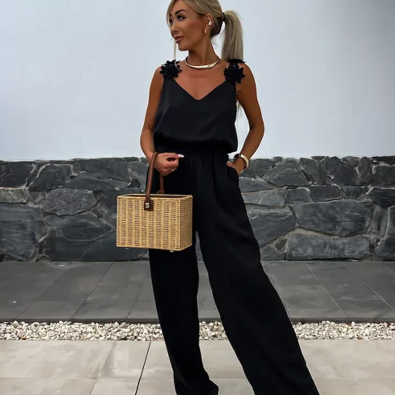 Airy summer jumpsuit with wide legs – Jasmin-Black-S-Nora Luxe